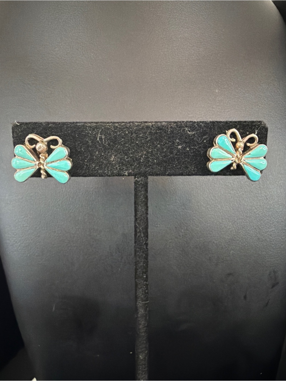 Zunie Turquoise Butterfly Enamel Stud Earrings